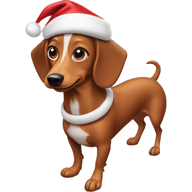 weenie dog with santa hat  emoji