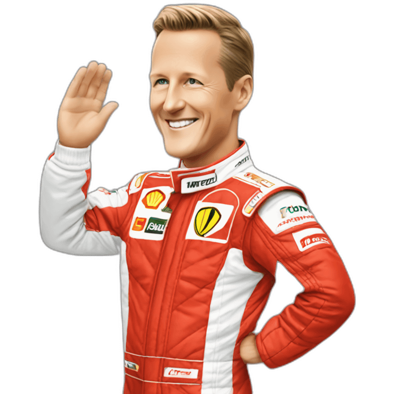 Michael Schumacher Ferrari suit waving emoji