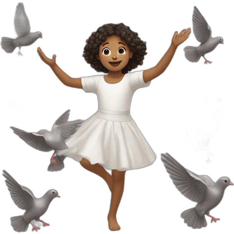 Enfant blanc qui danse avec les pigeons emoji