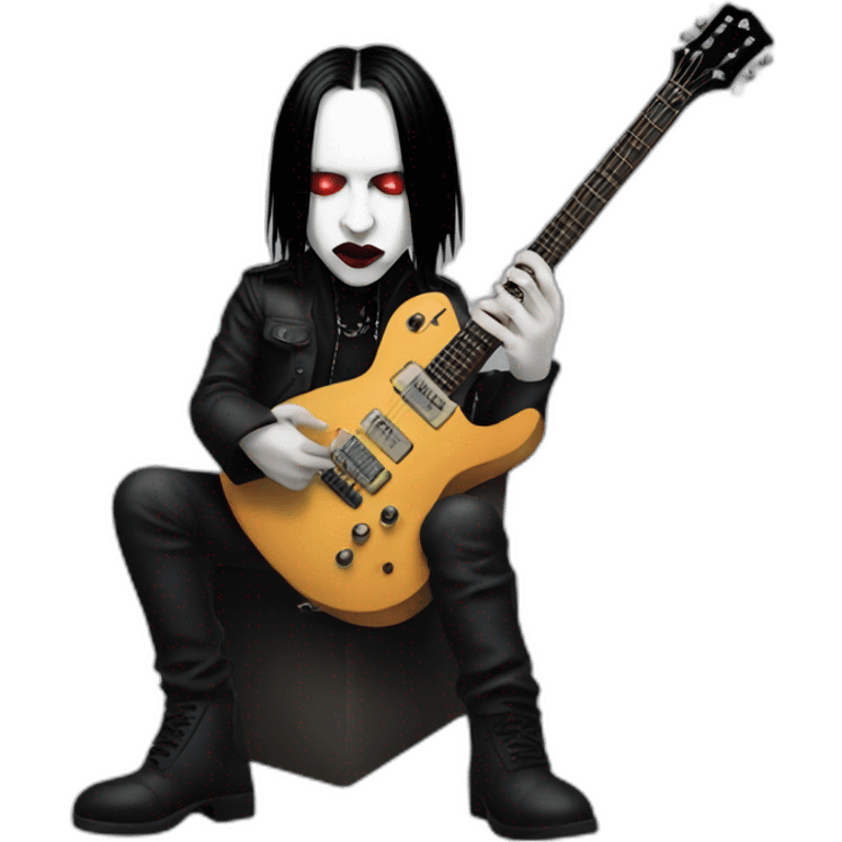 Marilyn manson playing guitar with cross emoji