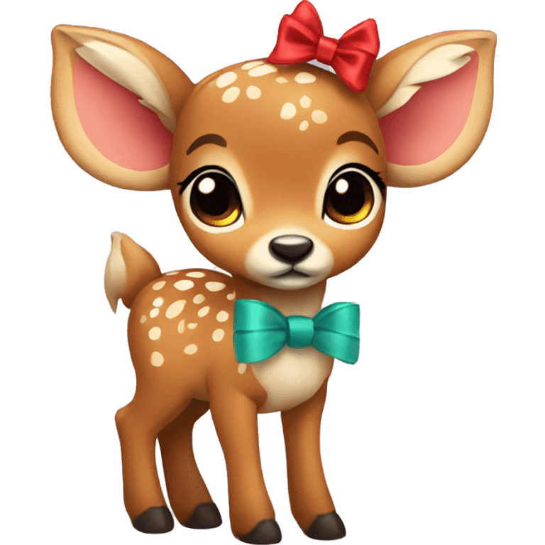 Cute Fawn with bow  emoji