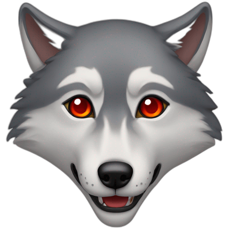 Grey wolf red eyes  emoji