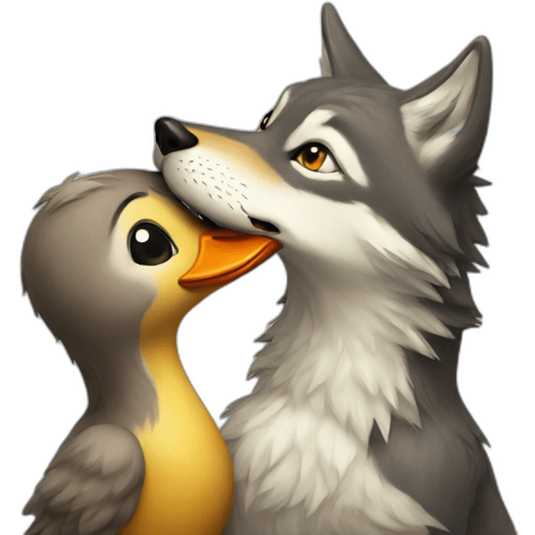 Duck kiss a wolf emoji