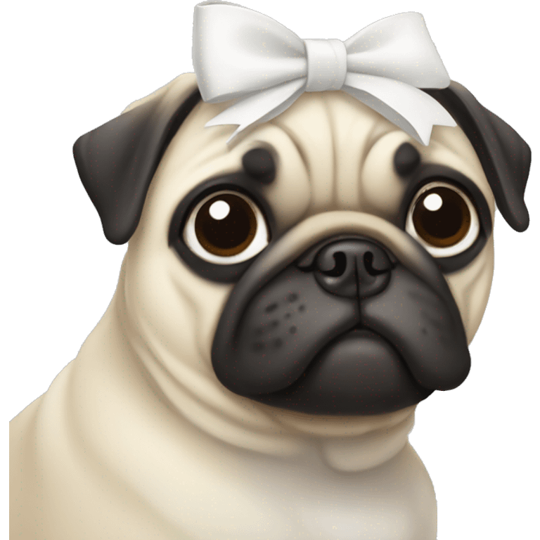 A pug with a white bow on its head emoji