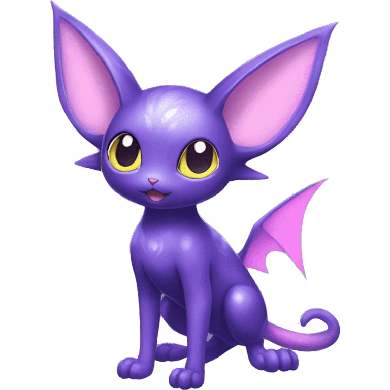 Shiny Cute Kawaii Ethereal Dark Noibat-Delcatty-Espeon-fusion-hybrid full body emoji