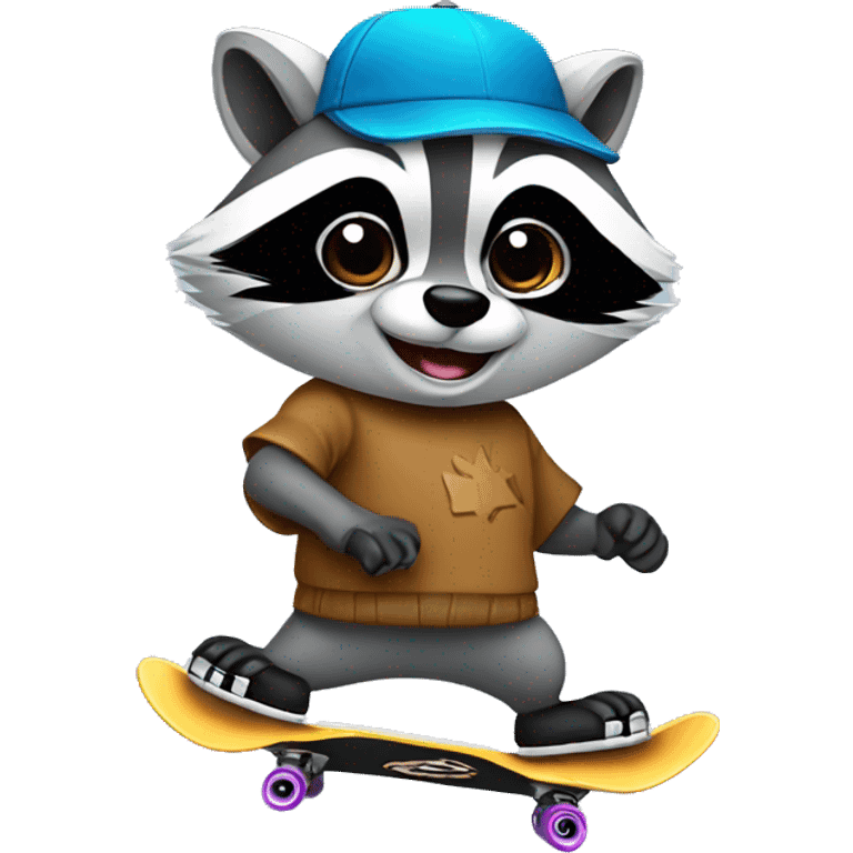 Racoon with a skate emoji