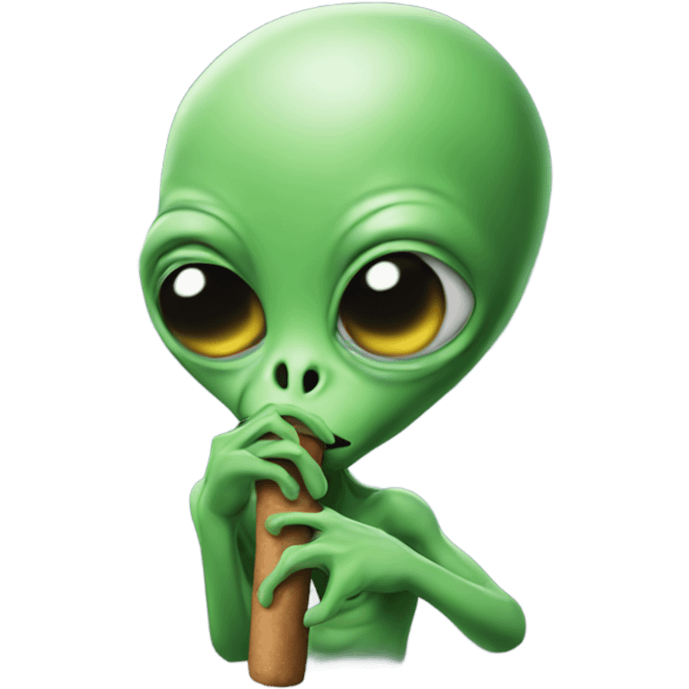 Alien holding a blunt emoji