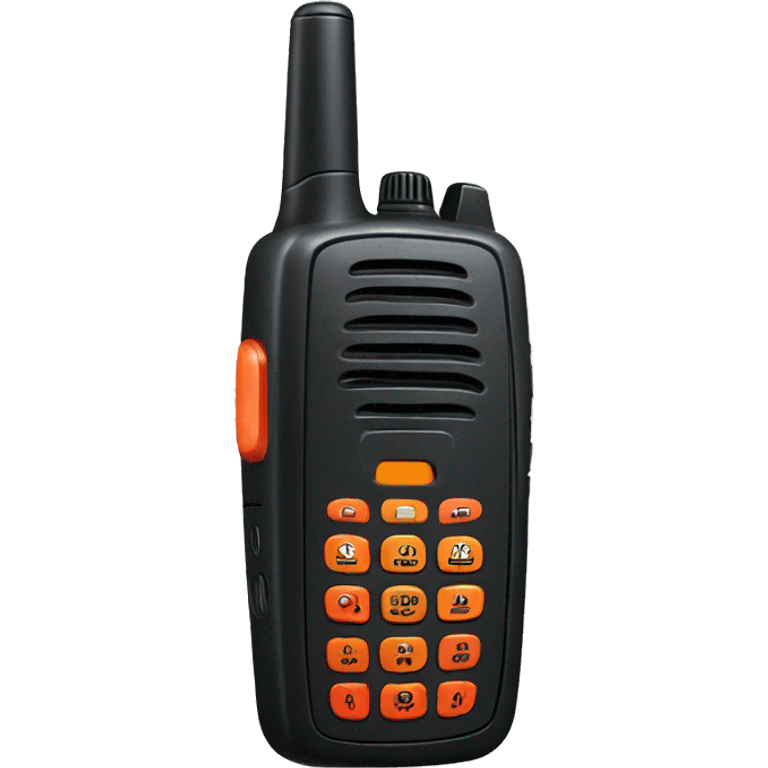 black walkie talkie with red-orange button on side emoji