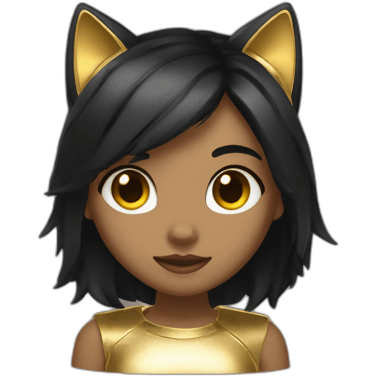 catgirl with black hair and gold highlights emoji