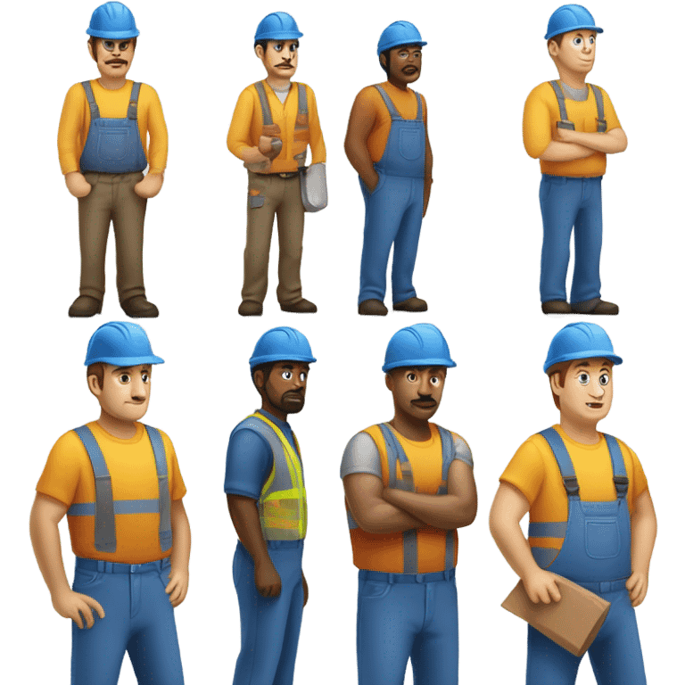 blue collar workers photorealistic serious emoji