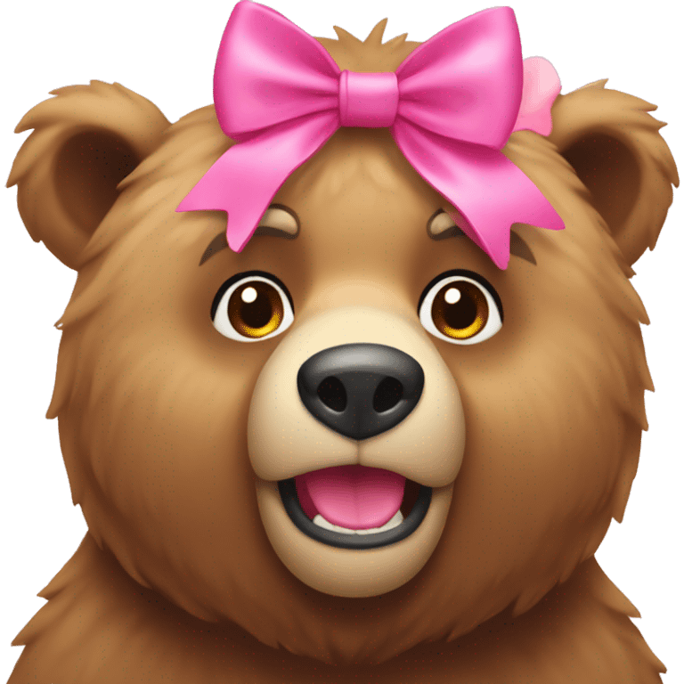 Bear with pink bow on his head  emoji