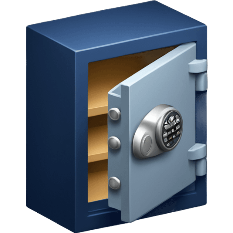 3d  isometric small safe in dark blue emoji