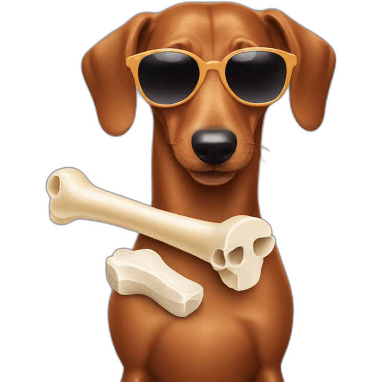 wiener dog sunglasses and a bone emoji