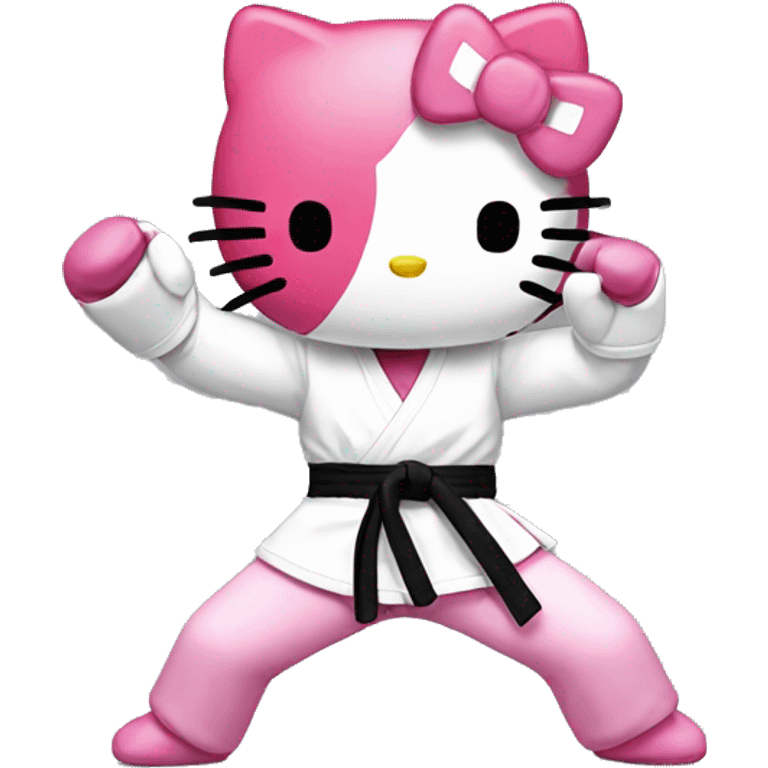 Hello Kitty fighting taekwondo emoji