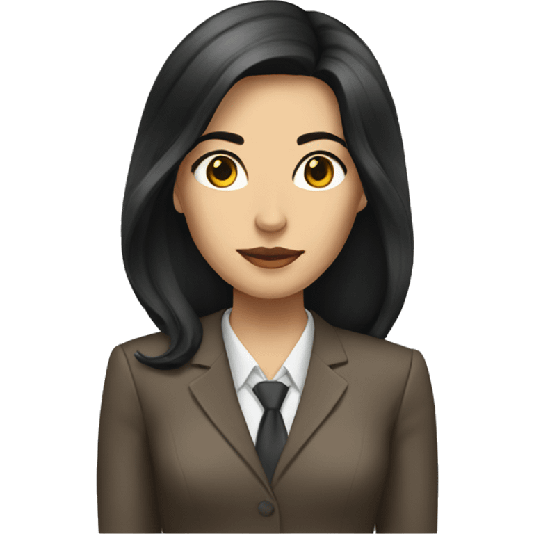 Female defense attorney with long black hair with brown suit emoji