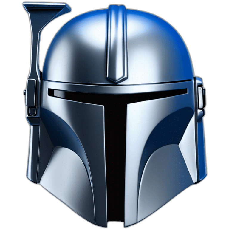 shiny silver king mandalorian helmet with blue accents emoji