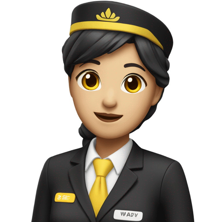 Black yellow flight attendant Asian  emoji