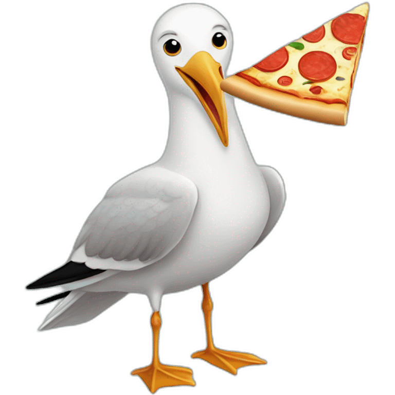 seagull with pizza slice emoji