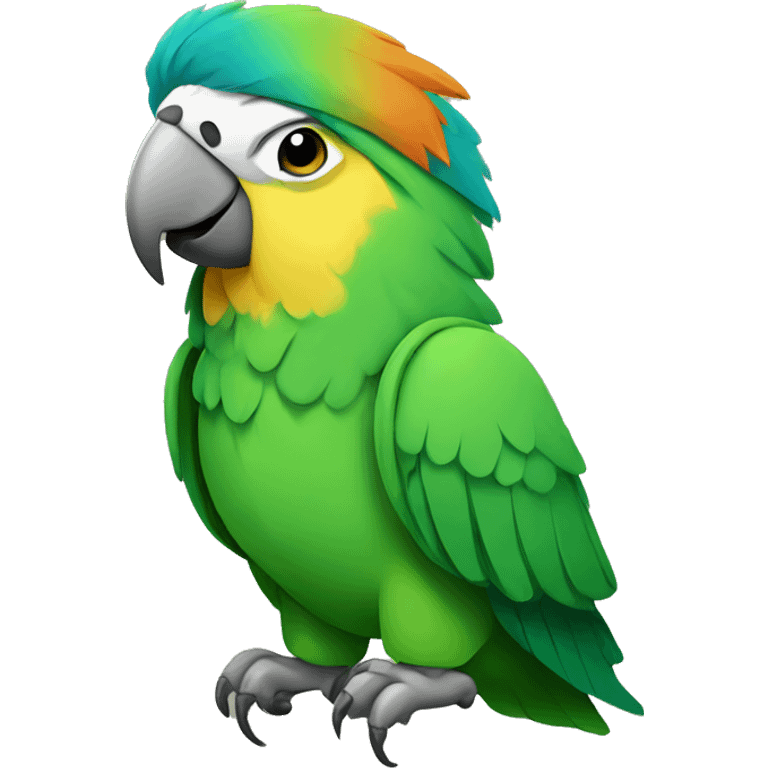 Green indian parrot with a hoodie emoji