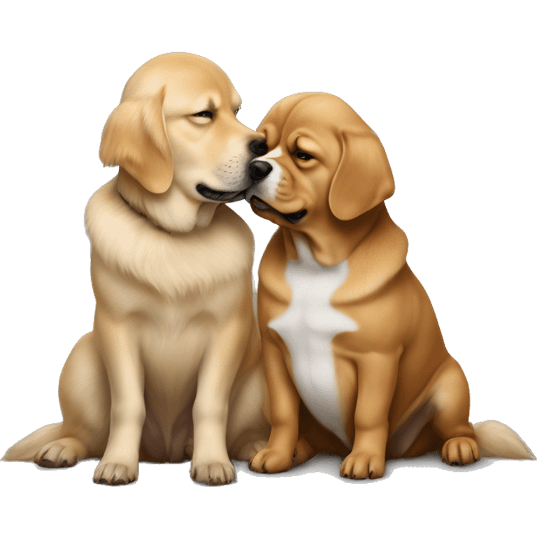 Joe Biden & Donald Trump as dogs kissing  emoji