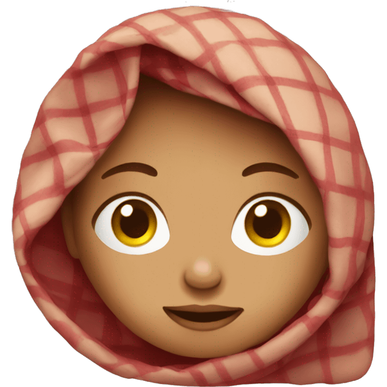 Woman with cherry hair in a blanket emoji