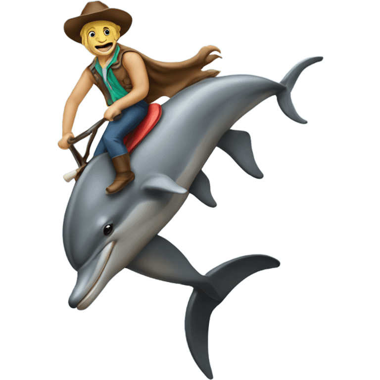 Dolphin riding a bronco emoji