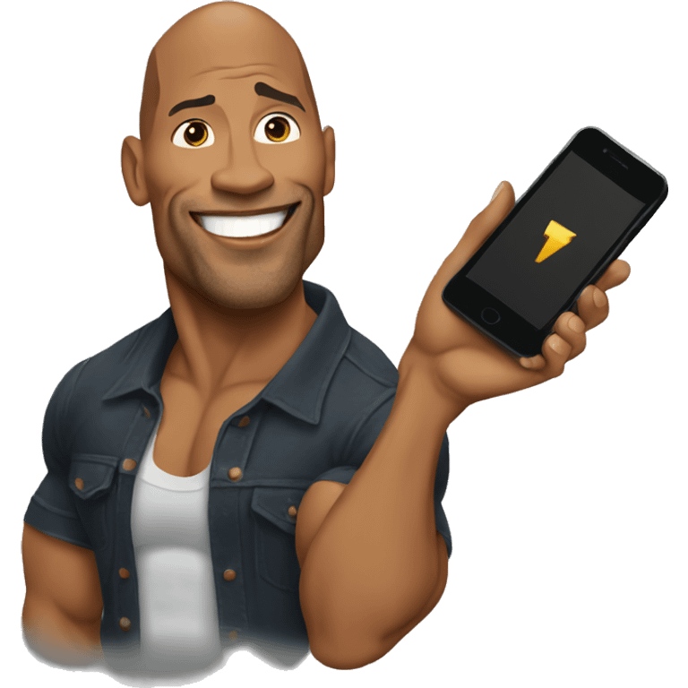 dwayne johnson with a mobile phone emoji