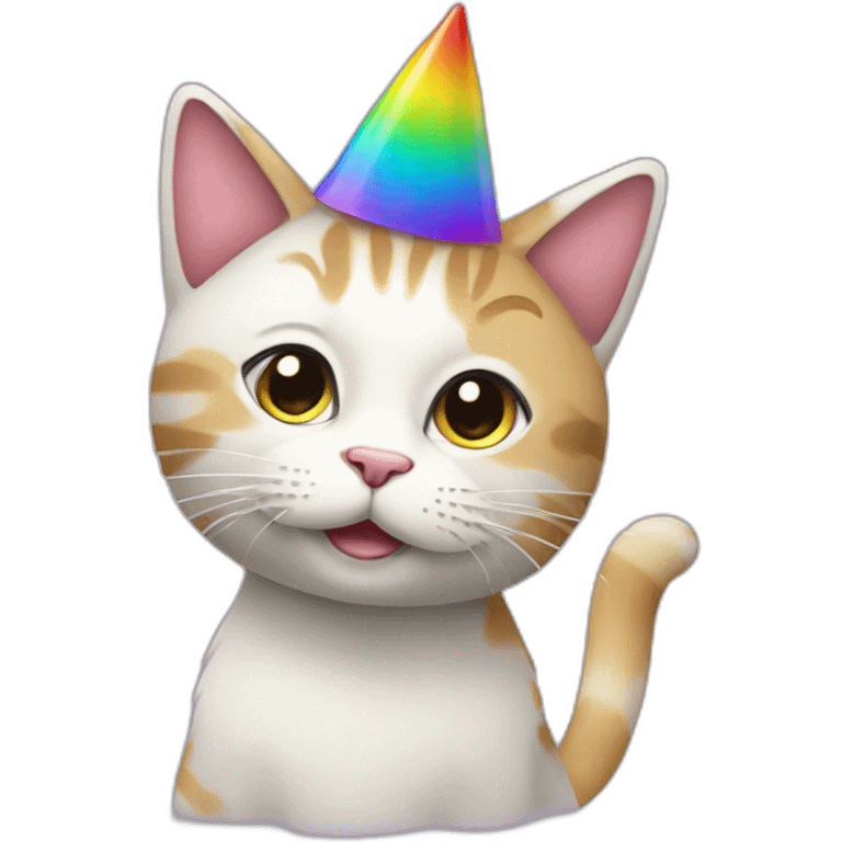 Party Cat with rainbow hat emoji