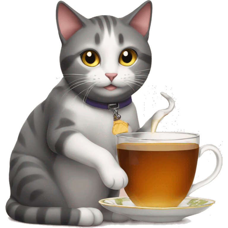 Cat drinking tea emoji