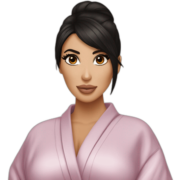 Kim kardashian with rounder face in a bathrobe emoji