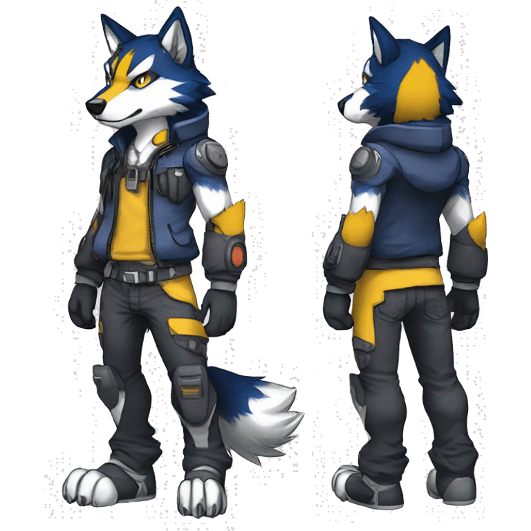  Cool Edgy Colorful Anthro War-Digimon-Fakemon-Wolf with edgy markings full body emoji