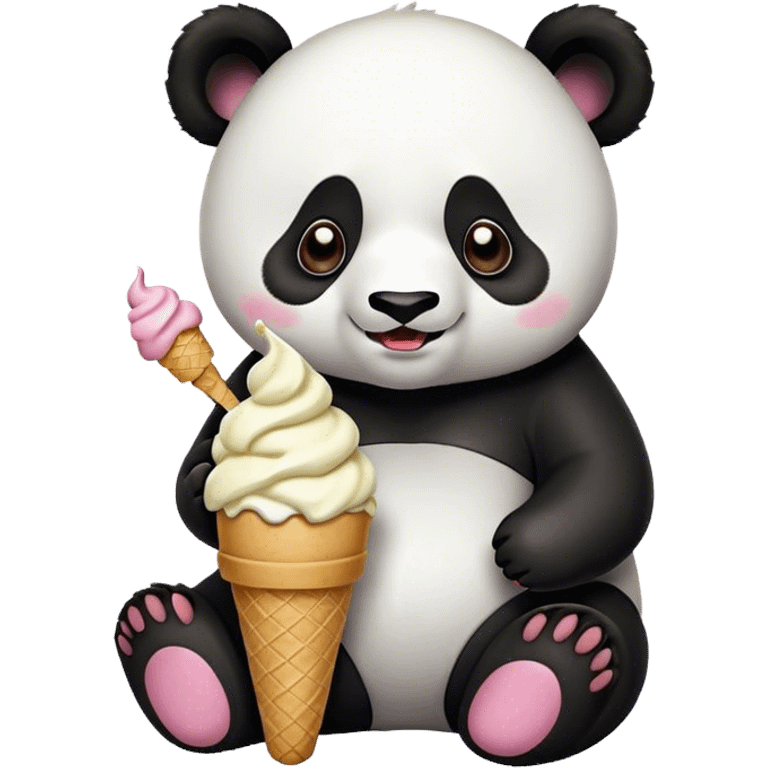 Panda eating ice cream emoji