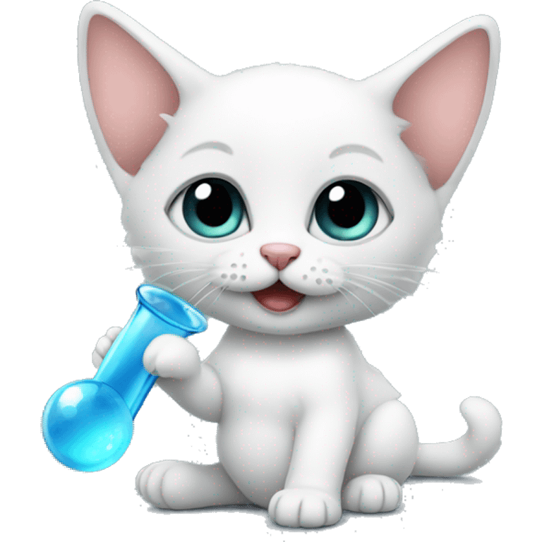 kitten holding an bubble pipe emoji