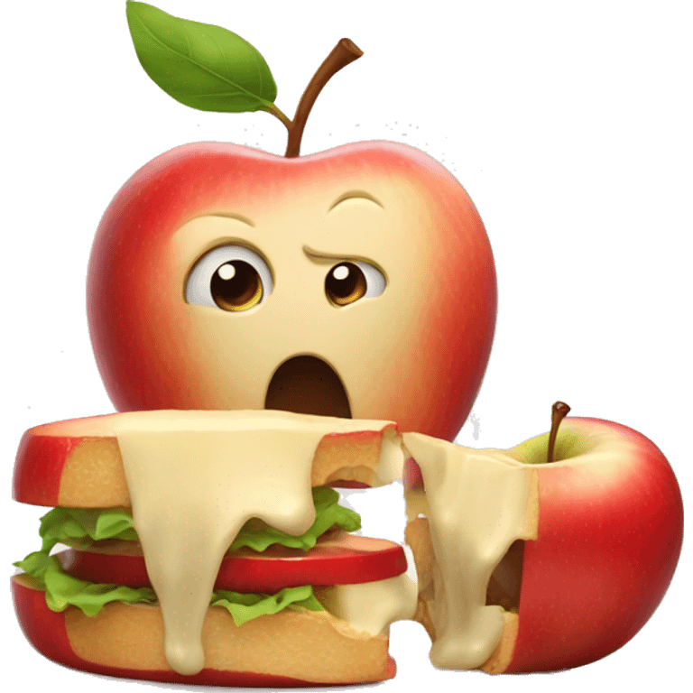 An apple watching its brother being eaten emoji