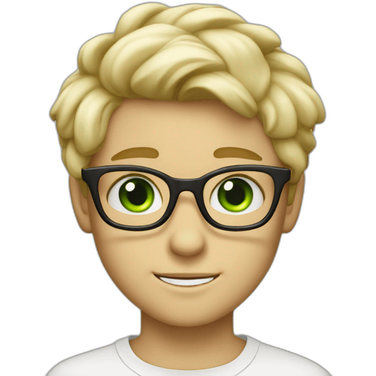 Blondie Boy with glasses and green eyes blink emoji