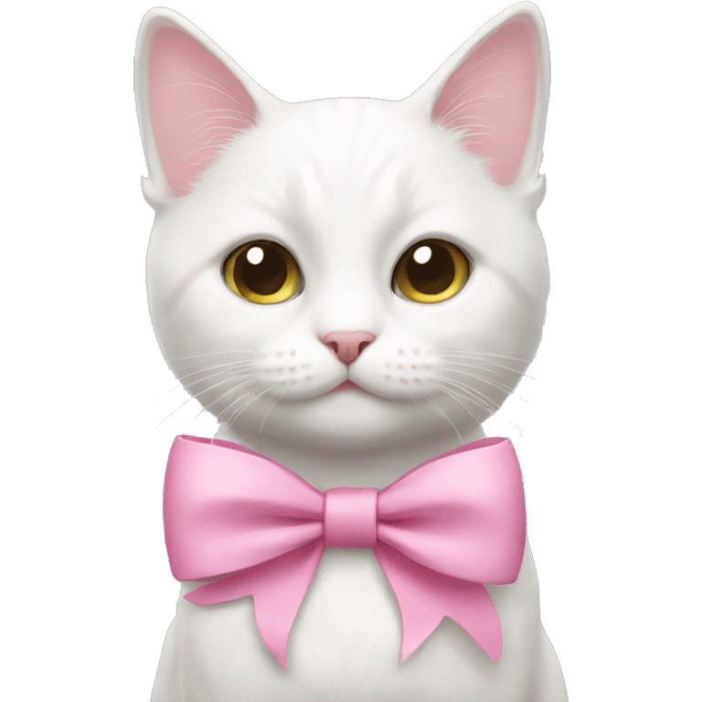 white cat with pink bow  emoji