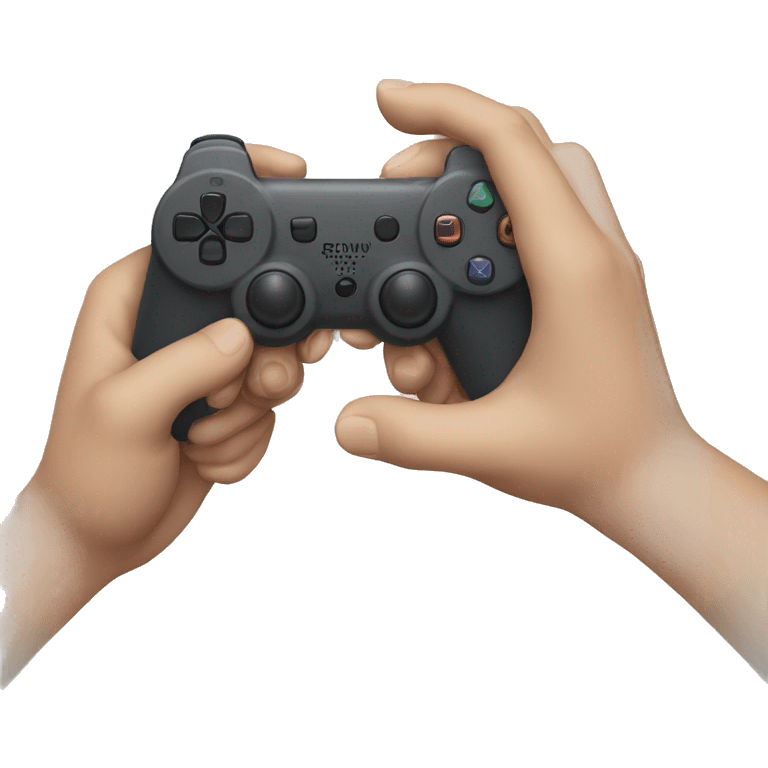 hands playing an invisible playstation joystick emoji