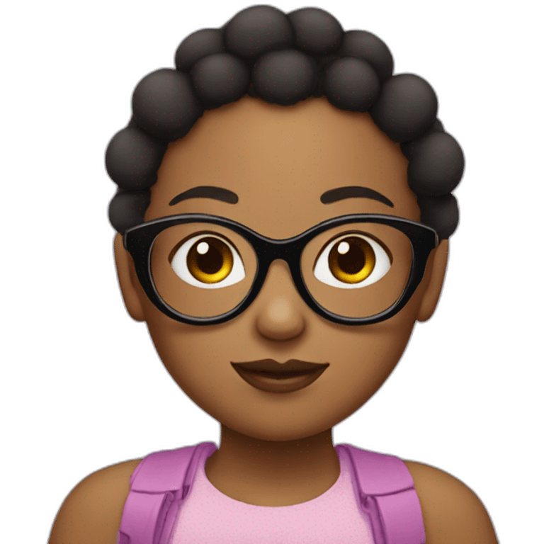 girl with 2 afro puffs with glasses emoji