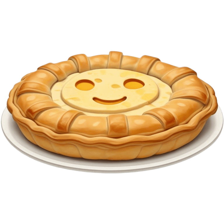 Burek sa Sirom Cinematic Realistic Burek sa Sirom Dish Emoji, depicted as a flat, flaky pastry filled with cheese, rendered with crisp textures and warm, inviting lighting. emoji