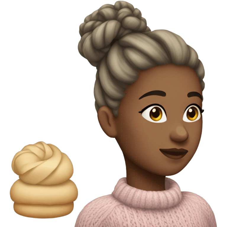 Girl with ballet bun, in sweater emoji