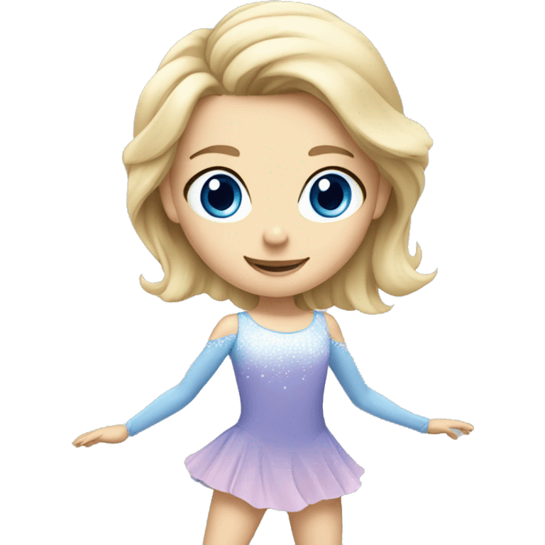 Blonde girl with blue eyes figure skating in dress emoji