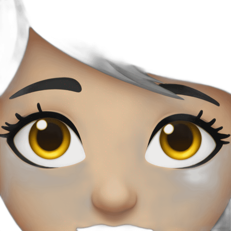 Person with black hair covering one eye with black eyeliner and big eyelashes emoji