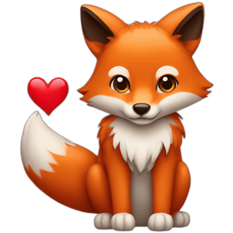 a fox holding a heart emoji