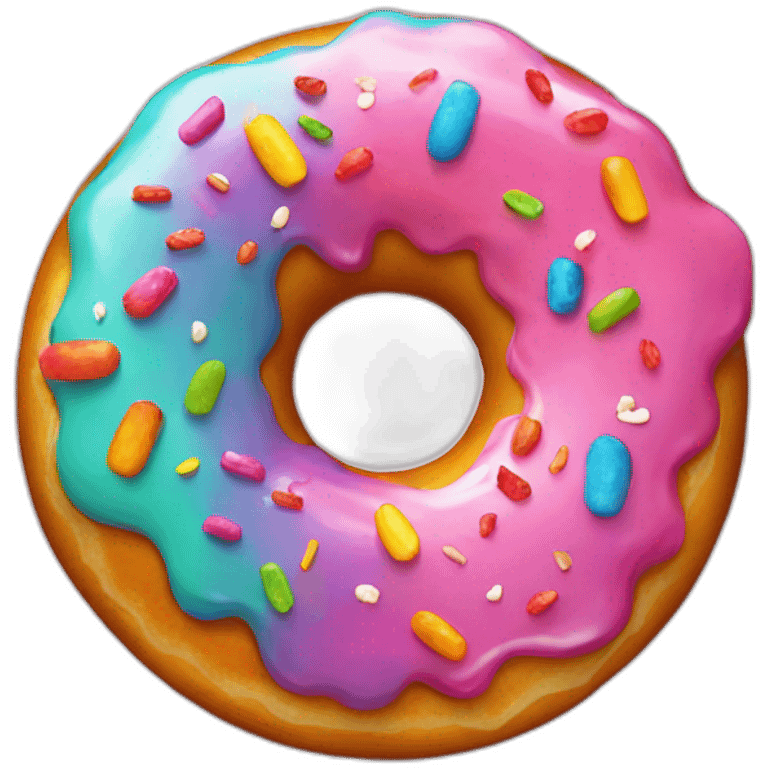 Rainbow donut with smiley face emoji