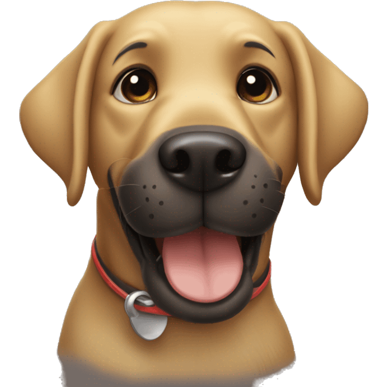 black Labrador Retriever Head smiling and holding thumbs up with its paw emoji