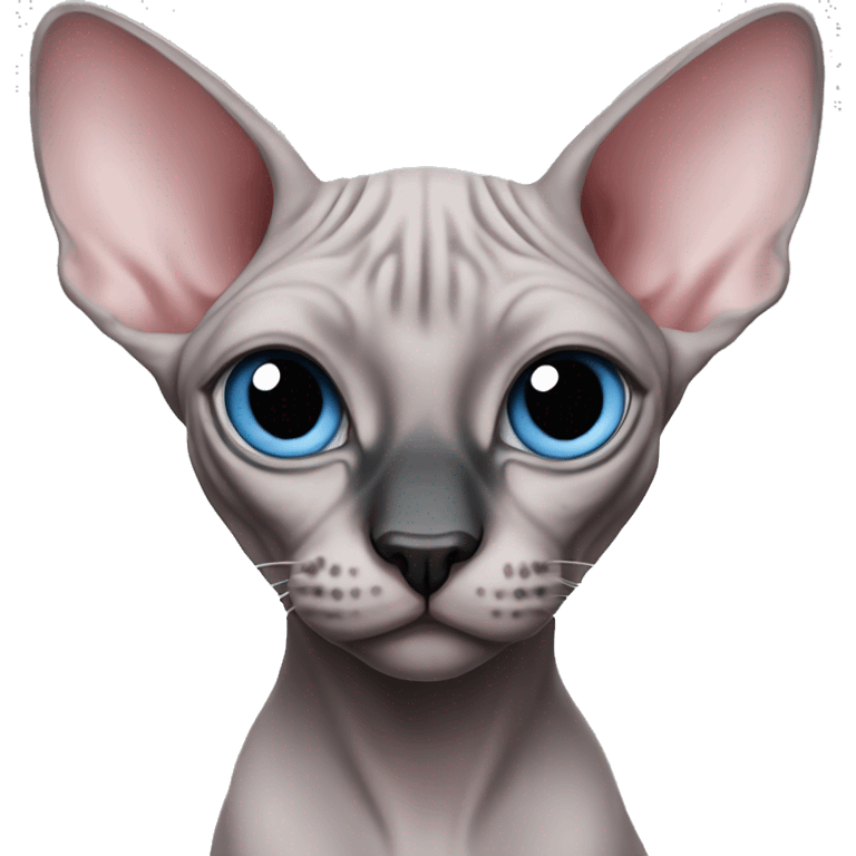 Pink grey canadian sphynx cat with blue eyes and black nose emoji