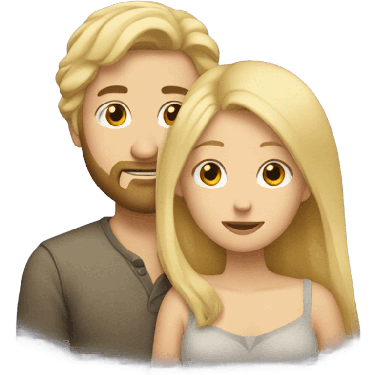 blonde woman long hair, hugging a blonde man with beard. he short hair emoji