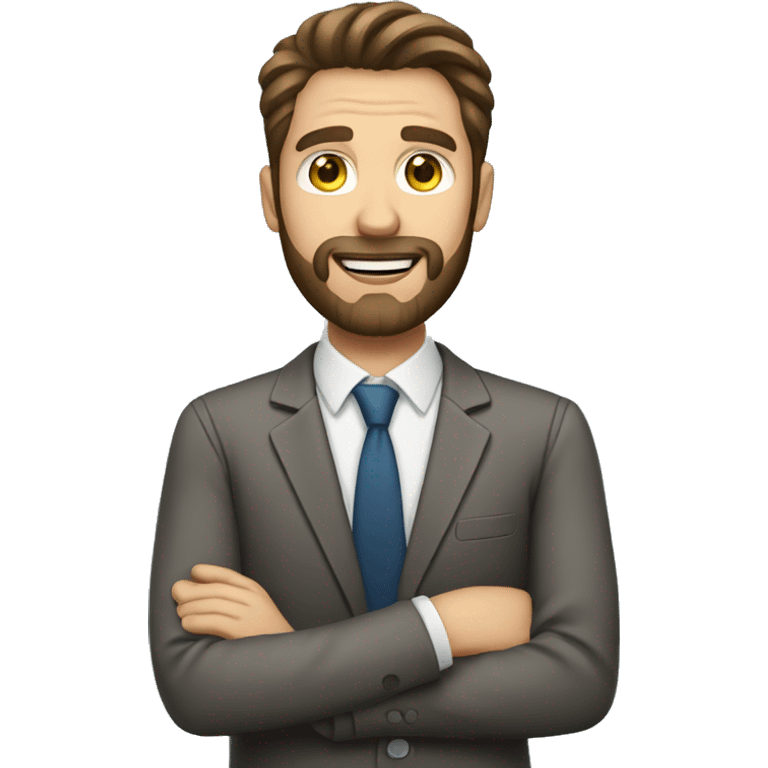 Man with brown hair and beard working as a salesman on the phone  emoji