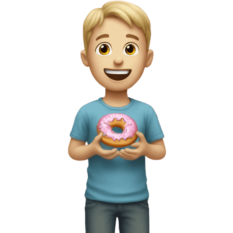 White kid eating donuts emoji