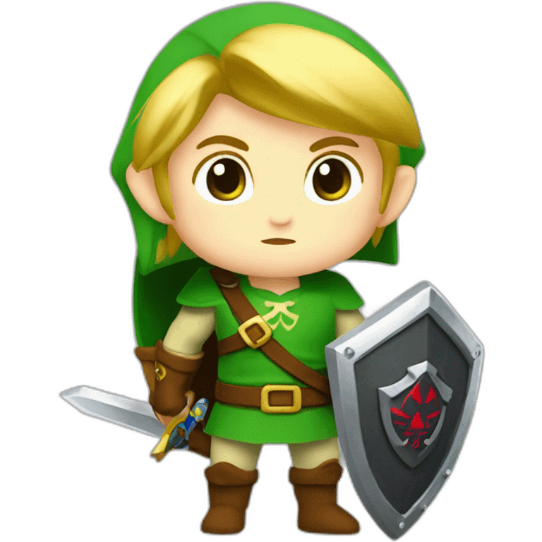 Zelda baby link standing with sword and shield emoji